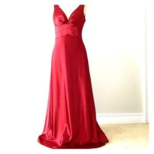 Satin Red Floor Length Gown